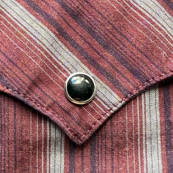 Wrangler XL Mens Long Sleeve Western Shirt Red Striped Snap Button Cowboy Style - Picture 5 of 6
